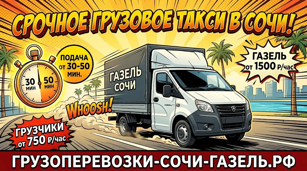 Срочное грузовое такси на Газели в Сочи